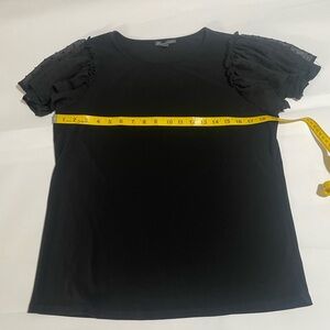 Adrianna Papell Elegant Black Ruffle Sleeve Top size M